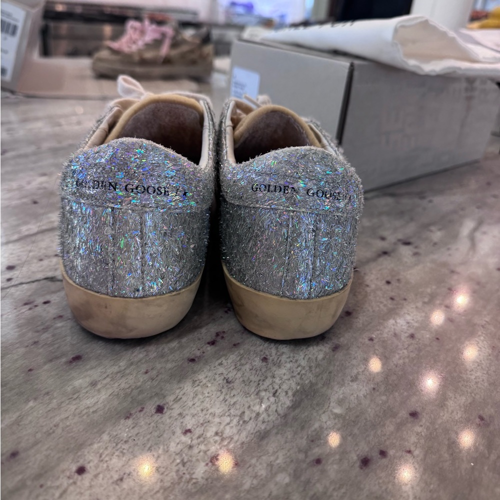 GOLDEN GOOSE Super-Star sneaker iridescent silver & yellow. GUC. Sz 37 - Picture 5 of 6